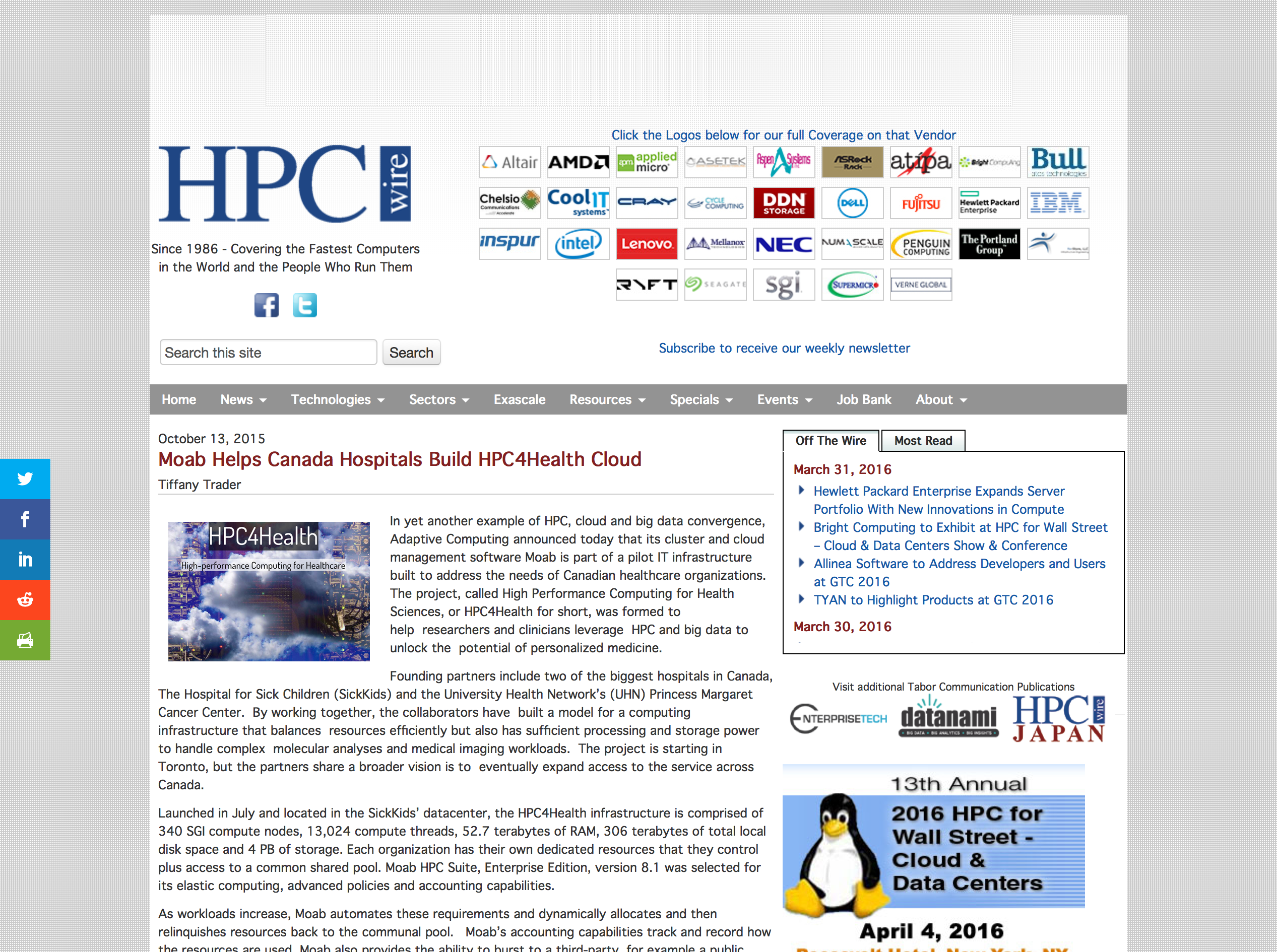 Screenshot of Article