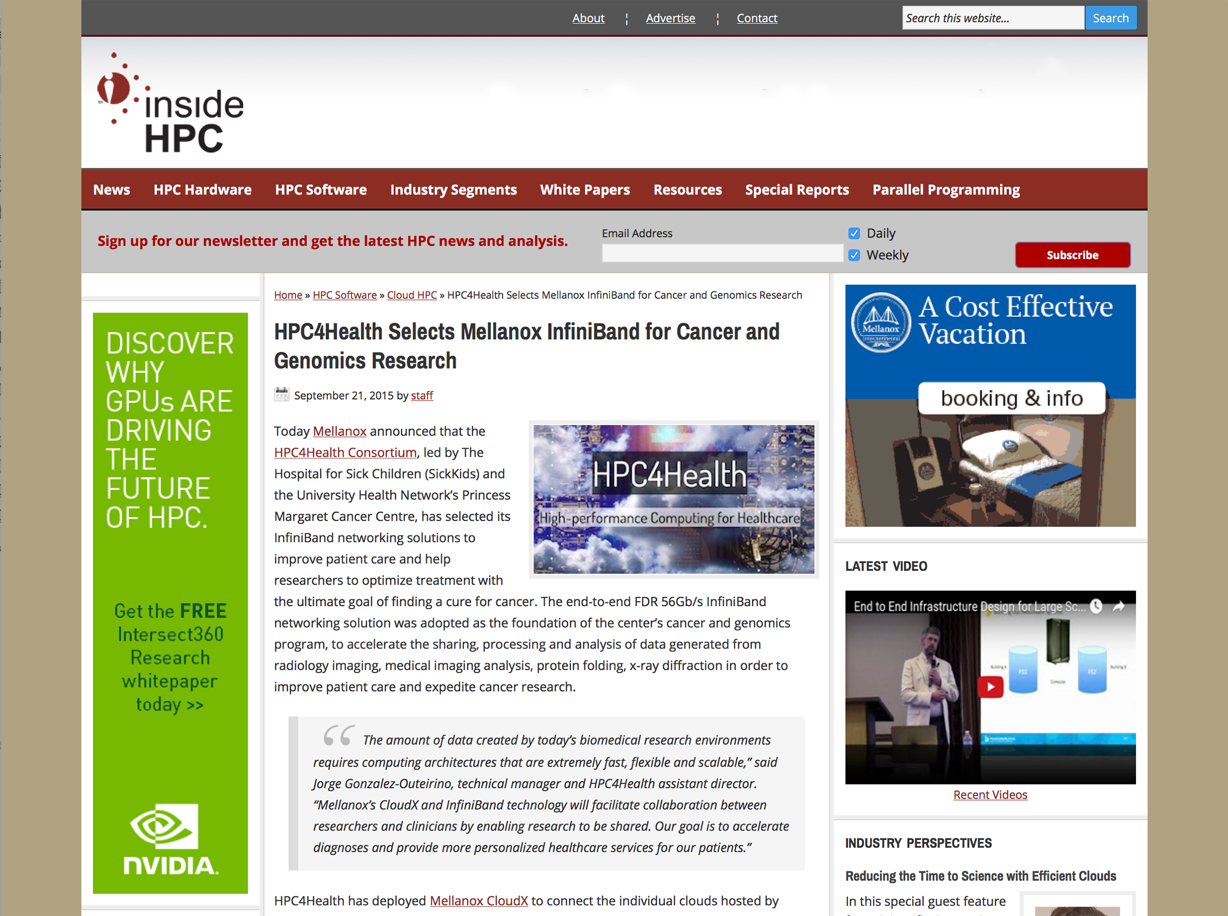 Screenshot of Article